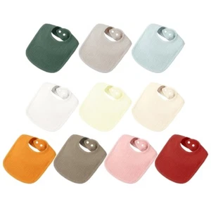 Drooling Bib 4-layer Cotton Burp Cloth with Snap Button Infant Teething Bibs
