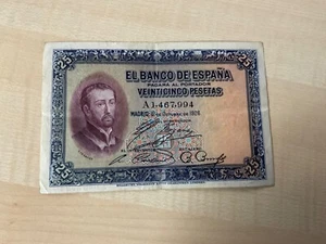 25 Peseten Schein Spanien 1926 Banknote Espana Pesetas Stempeldruck II. Republik - Bild 1 von 3