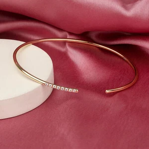 Brazalete brazalete acción primavera mujer oro 14K diamantes VS/F-G - Imagen 1 de 8