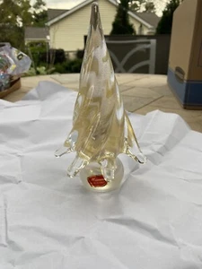 Albero di Natale vintage Murano 7" vetro vortice oro in piedi - Foto 1 di 5
