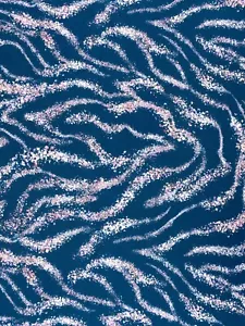 2.7M Navy Teal Galactic Tiger Print Viscose Elastane Jersey Dressmaking Fabric - Picture 1 of 2