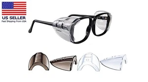 2-Pair Flexible Slip-On Side Shields for Eyeglasses – Universal Safety Shields - Picture 1 of 8