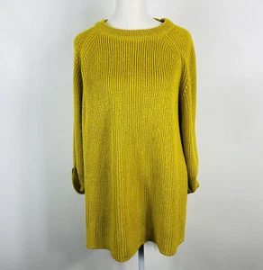 All:Row Crewneck Pullover Hi Low Step Hem Side Slit Sweater Yellow Gold Marigold - Bild 1 von 5