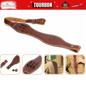 Leather Rifle Sling 308 Bullets Holder Finger Rest Strap-Clearance Sale-TOURBON - Picture 1 of 24
