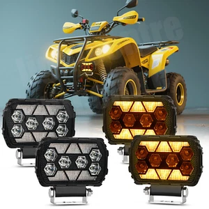 4x 4.5" Square LED Work Light Pods Amber Flash DRL Driving Fog Lamp Offroad ATV - Picture 1 of 9