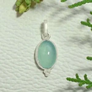 Sorprendente Acqua Calcedonio Gemma 925 Argento Sterling Mano Ciondolo Ag-104 - Foto 1 di 5