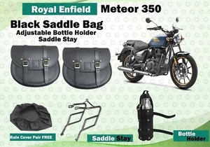 Fit For Royal Enfield "Meteor350 Black Genuine Leather Accessories Combo Pack 3" - Picture 1 of 24
