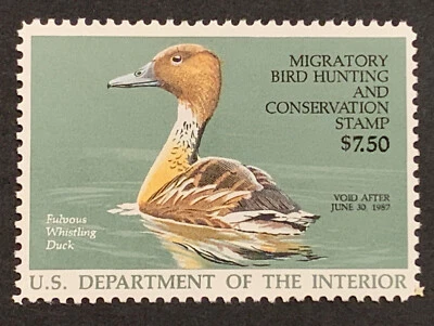 Travelstamps: US Stamps Scott #RW53 1986 $7.50 Fulvous whistling Duck MNH OG - Image 1 of 4