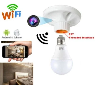 1080P HD wireless WIFI MINI pinhole lamp holder camera video recorder secure Cam - Bild 1 von 4