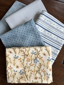 Over 2 yards total of Cotton Fabric- Blues MODA Marble, SSI Button Button - Picture 1 of 7