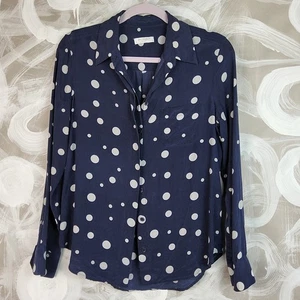 EQUIPMENT Femme Wmns Gr. S blau weiß Punkte Button Down Langarm Hemd Bluse - Bild 1 von 7