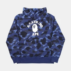 A Bathing Ape Blue Camo Logo Head Hoodie / Size L / Mens / Blue / Cotton - Picture 1 of 8