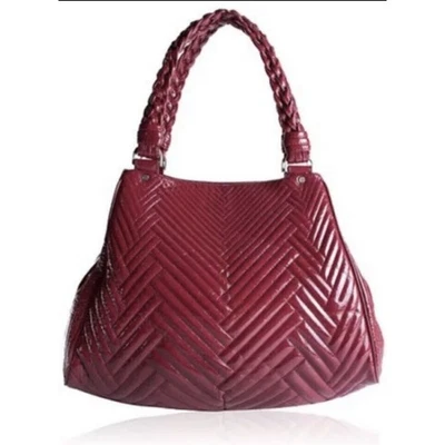 COLE HAAN Patent Leather Handbag Sugar Ruby Berry Laury Shoulder Hobo Purse Bag - Image 1 of 4