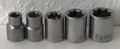 Craftsman S-AC SAE 5pc 3/8” Drive 8 pt Socket Set  1/4” To 1/2” 44341-44345 - Image 1 of 4