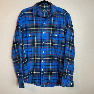 $110 Polo Ralph Lauren Men XL Classic-Fit Flannel Plaid Workshirt Multi Blue - Picture 1 of 6