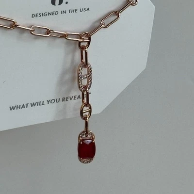 Bomb Party Dazzling Heartfelt Desire Necklace July LC Ruby Rose Gold NK13277 - Image 1 of 4