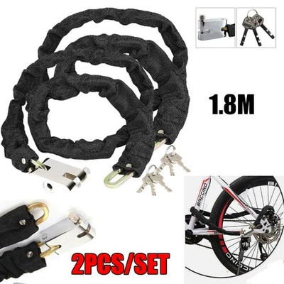 STRONG MOTORCYCLE MOTORBIKE BIKE ANTI-THEFT SECURITY CHAIN AND PADLOCK LOCK - Image 1 of 4