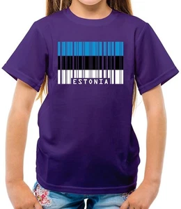 Estonia Barcode Flag - Kids T-Shirt - Estonian Tallinn Flags Live Love - Picture 1 of 11