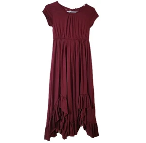 Joyfolie Mia Joy Maxi Dress Girls 8/M Burgundy Crochet Bow boho Ruffled Cowgirl. - Picture 1 of 24