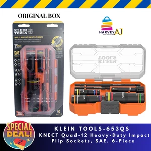 Klein Tools 653QS KNECT Quad 12 Heavy Duty Impact Flip Socket, SAE 6 Piece - Picture 1 of 5