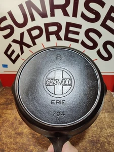 "Fully Restored" GRISWOLD #8 CAST IRON SKILLET Slant Logo Seasoned Flat - Picture 1 of 7