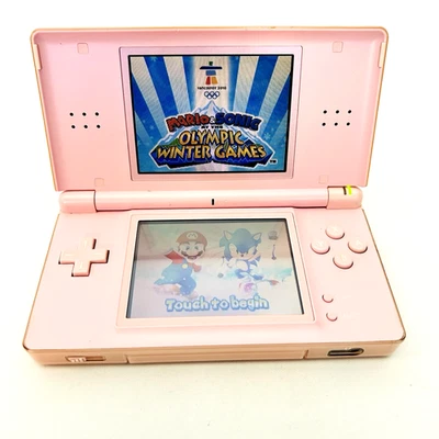 Nintendo DS Lite Pink Handheld Console With Stylus Pen & Sega Mario & Sonic Game - image 1 of 4