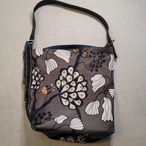 Mossimo Supply Co Tote Bag Large Floral Canvas Brown White Denim Pockets Inside - Picture 1 of 5