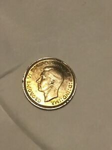 1942D Australia Silver 3 Pence Coin TONED 3P Australian Threepence