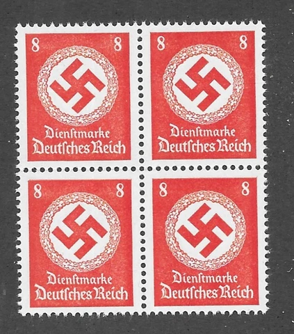 MNH 1942 issue WWII official stamp block PF08  ScO96 / Third Reich Germany 1942 Cover