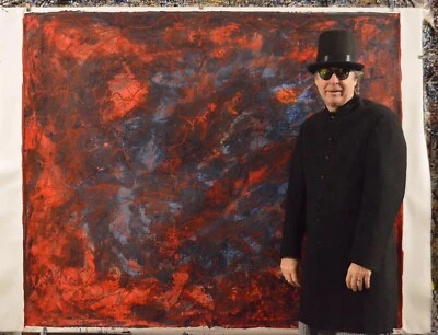 "Lienzo de artista profesional estilo Jackson Pollock pintura 72"" X 60"" abstracto, 6 pies" Foto 1 de 4