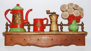 Vintage 1976 Dart ind. Utensil Hanging Shelf Coffee Pot Mug Grinder Flowers - Picture 1 of 5