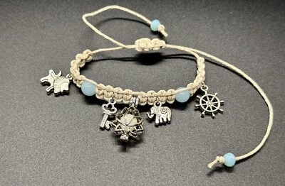 Glow In The Dark Lotus Buddha Bracelet Natural Hemp HANDMADE - Image 1 of 3