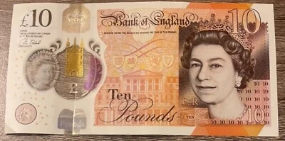 10 Pounds England English Banknote 2017 Circulated. 10 Great Britain Pound Bill - Image 1 of 2