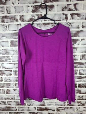 Old Navy Active Go Dry Large Long Sleeve Top Purple Thumb Holes Open Back - Image 1 of 4