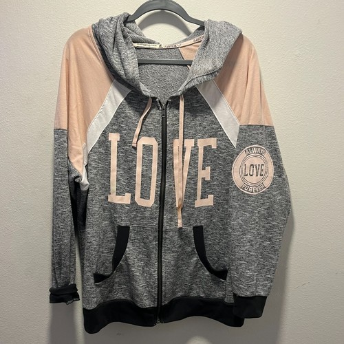 VETEMENTS Felpa con cappuccio Chance Or Fate donna grigia "Love" tasca maniche lunghe taglia 3X