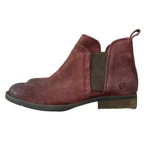 Bota Born Chelsea Para Mujer 8 Brenta Rojo Oscuro Cuero Envejecido Pull-On Elástica - Imagen 1 de 10