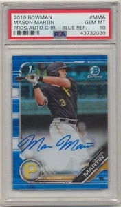PSA 10 MASON MARTIN 2019 BOWMAN CHROME TRUE BLUE REFRACTOR ROOKIE AUTO CARD /150 - Bild 1 von 2