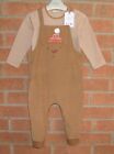 BNWT NEXT Boys Baby Cord Tan Brown Dungaree Set Outfit Age Newborn NEW RRP £18