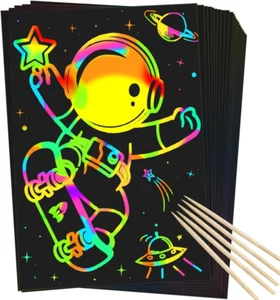 Scratch Rainbow Art Paper Set - 50Pcs Magic Scratch off Art Craft Supplies Kits - Picture 1 of 12