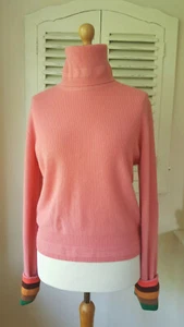 Paul Smith Mainline 100% Cashmere Coral Stripe Cuff Roll Neck Slouch Jumper (XL) - Picture 1 of 10