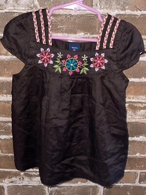 NUEVO GAP NIÑOS BORDADO MARRÓN TOP NIÑAS 4-5 4 5 4/5 XS CAMISA FLORES CAMISETA  Foto 1 de 3