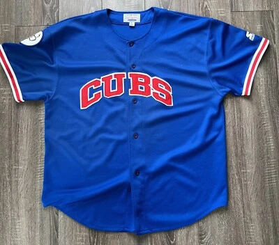 Camiseta bordada vintage de los Chicago Cubs Starter en blanco Harry Caray adulto grande Foto 1 de 4