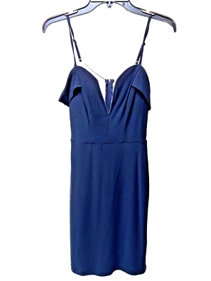 Jodi Kristopher Prom Homecoming Cocktail Dress Navy Size 1 Off Shoulder BodyCon - Image 1 of 4