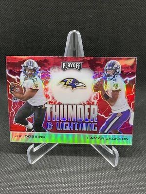2020 Playoff Lamar Jackson Thunder&Lightning RED Prizm - Image 1 of 3