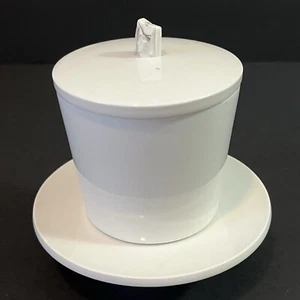 SPIN Keramik Chaozhou China Tee bedeckt Tasse Deckel Fuß Untertasse weiß modern - Bild 1 von 17