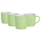 4x Coloured Coffee Mugs Ceramic Stoneware Tea Latte Cappuccino Cups 350ml Green