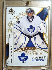 2008-09 Justin Pogge Upper Deck SP Authentic Gold Limited Future Watch RC /100