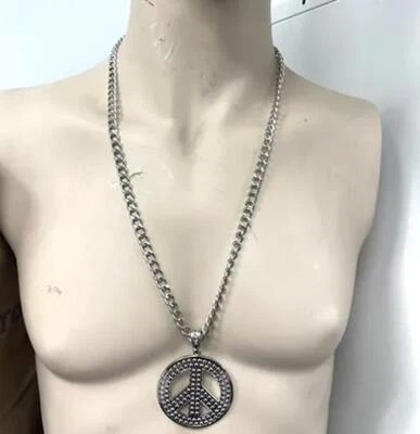 Hippie Peace Sign Necklace - 1960's - 1970's - Costume Accessory - 2 Colors - Image 1 of 4