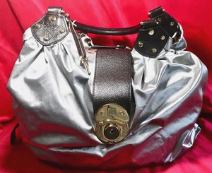 JPK PARIS 75 Bolso de Mano Hobo Metálico Plata Cartera Estampado Guepardo con Cuero? Acentos - Imagen 1 de 11