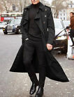 Trench-coat à double poitrine mode homme veste longue décontractée solide avec ceinture